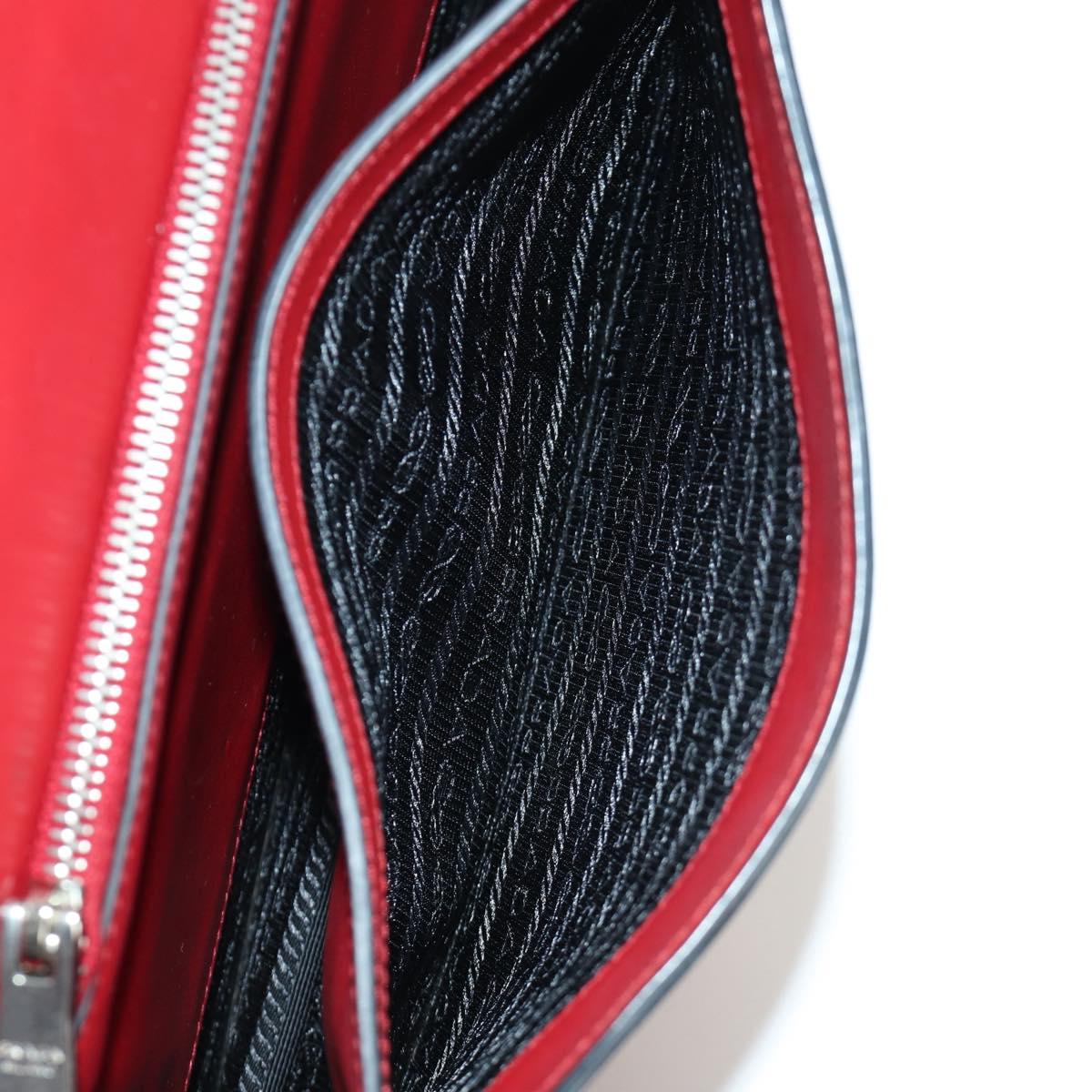 PRADA Electra Studs Chain Shoulder Bag Leather Red Silver Auth am11175V
