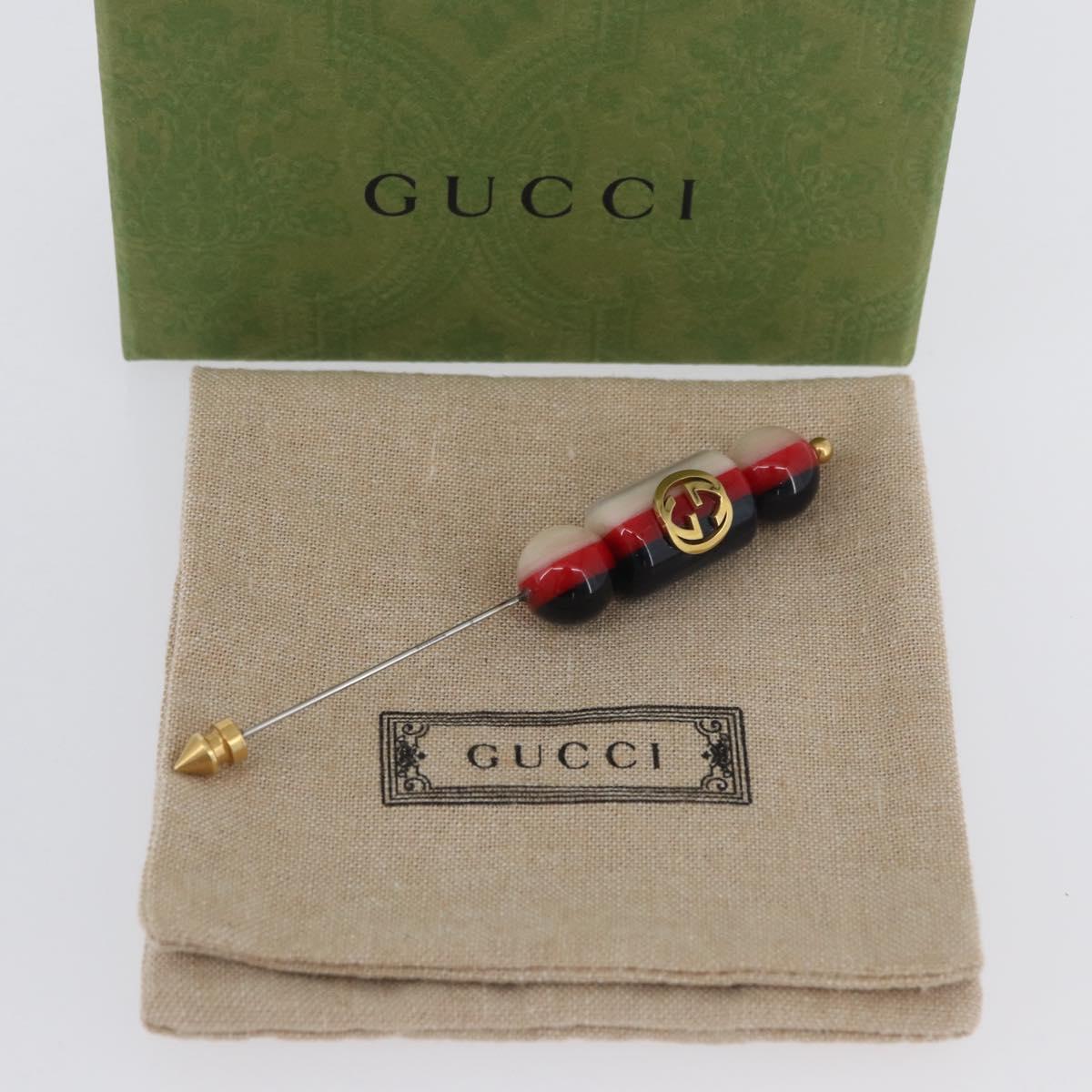 GUCCI Interlocking Sherry Pin Brooch metal Multicolor Auth am11178A