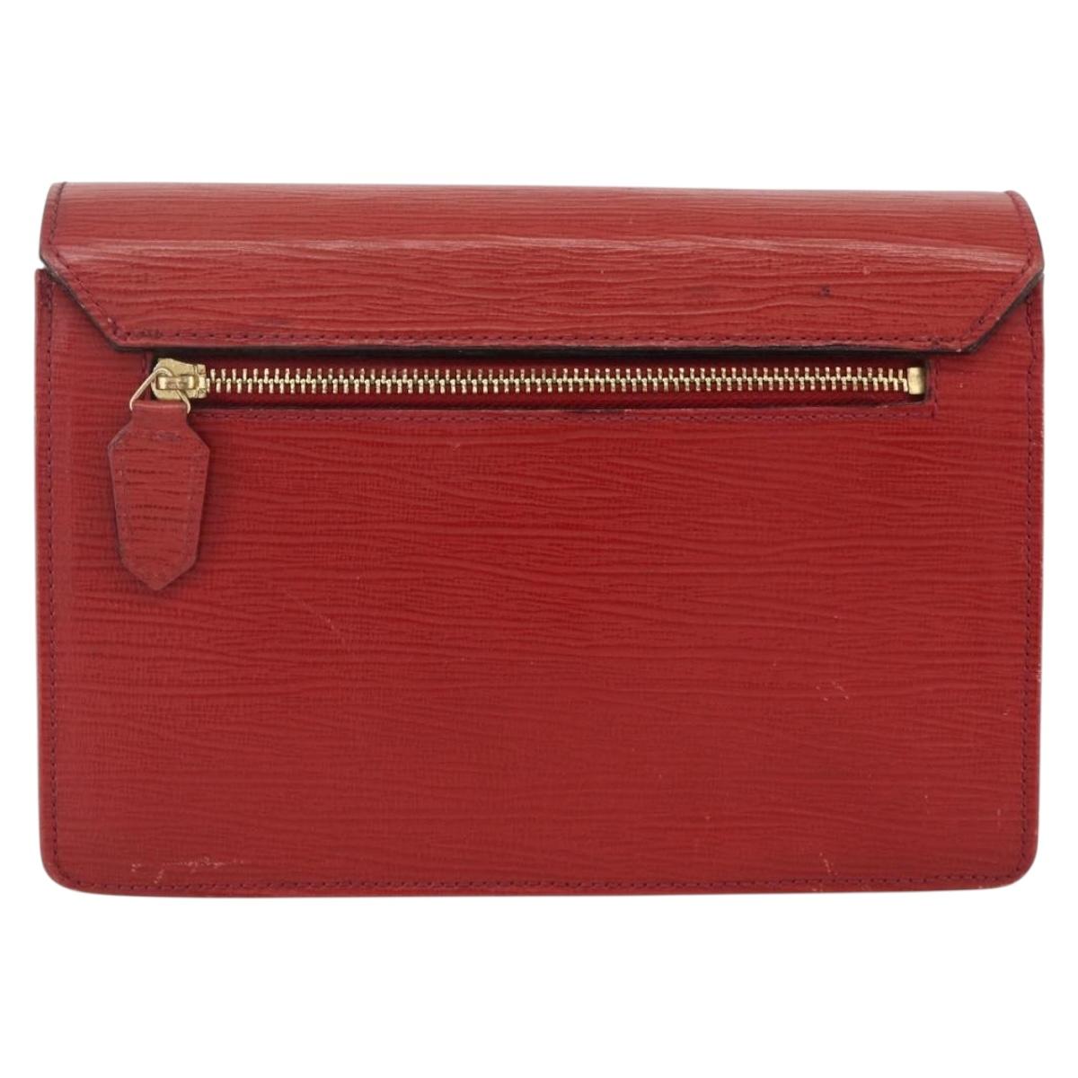 VERSACE Sunburst Clutch Bag Leather Red Gold Auth am11180A
