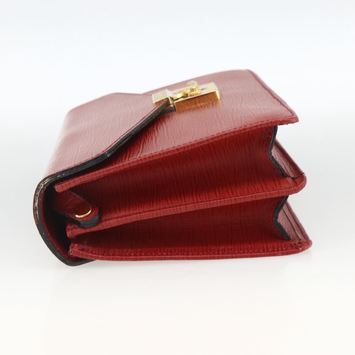 VERSACE Sunburst Clutch Bag Leather Red Gold Auth am11180A