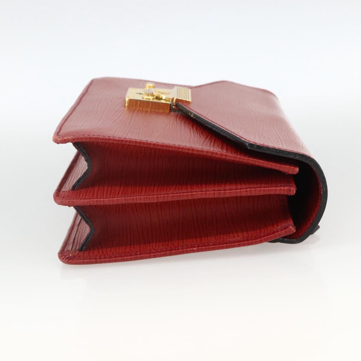 VERSACE Sunburst Clutch Bag Leather Red Gold Auth am11180A
