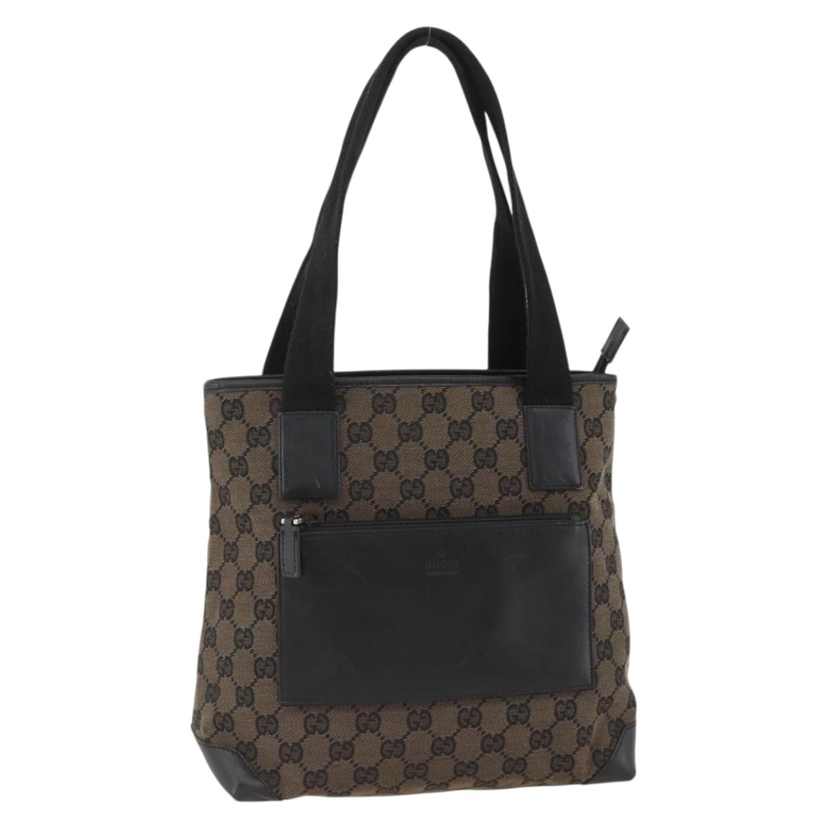 GUCCI GG Canvas Tote Bag Black Silver 019 0402 1705 Auth am11183A