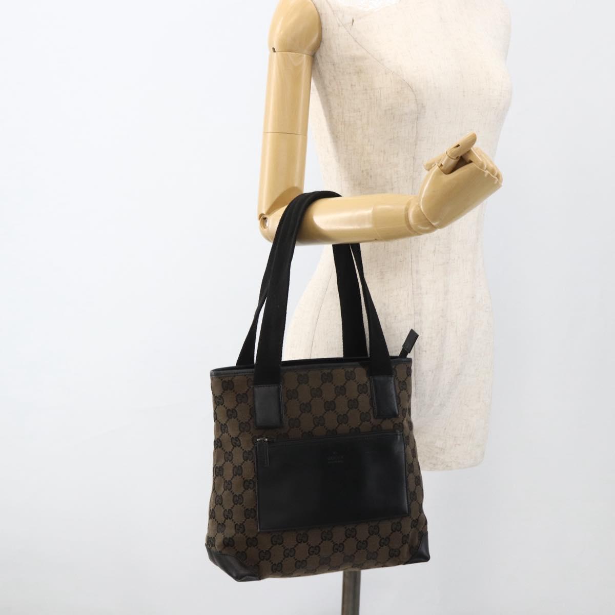 GUCCI GG Canvas Tote Bag Black Silver 019 0402 1705 Auth am11183A