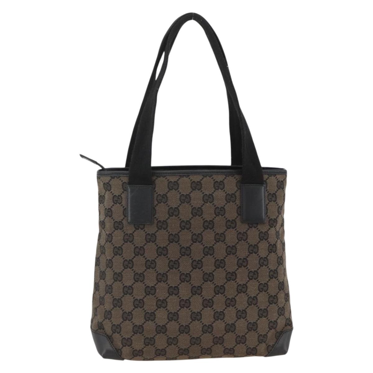GUCCI GG Canvas Tote Bag Black Silver 019 0402 1705 Auth am11183A