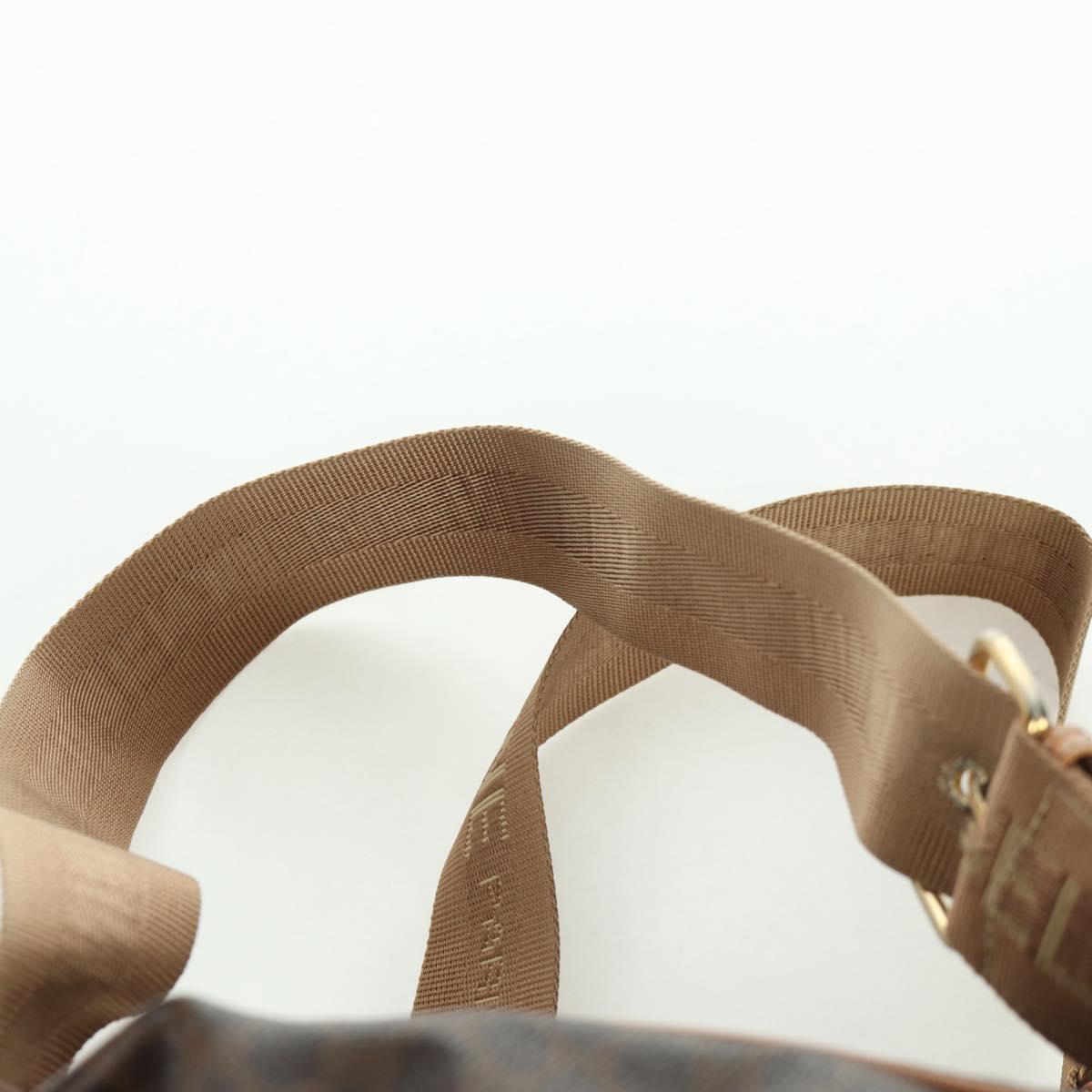 CELINE Macadam Canvas Backpack PVC Leather Brown Gold Auth am11186A