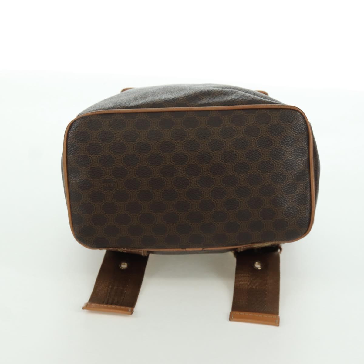 CELINE Macadam Canvas Backpack PVC Leather Brown Gold Auth am11186A