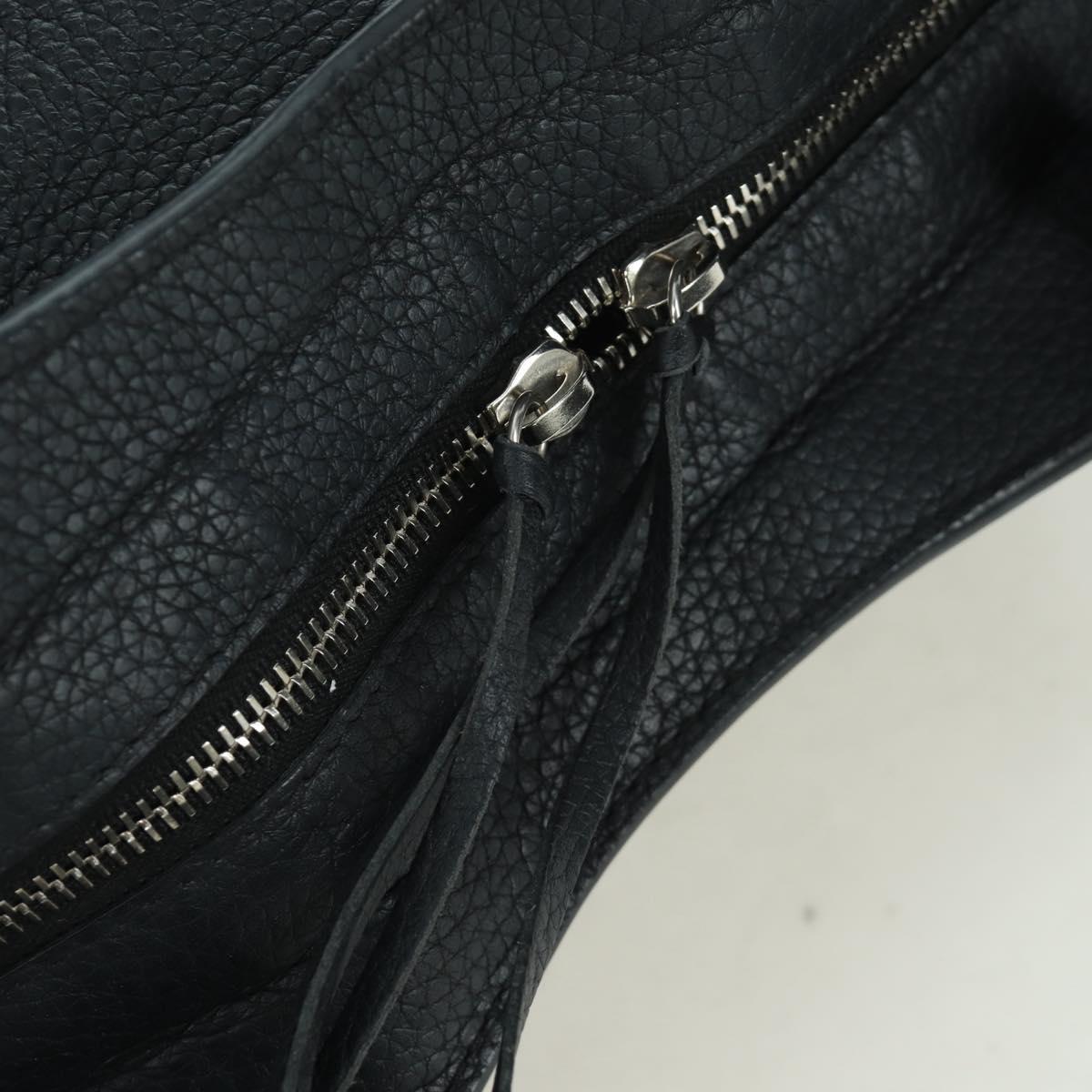 BALENCIAGA Blackout City Hand Bag Leather 2way Black Silver 443514 am11187SAM