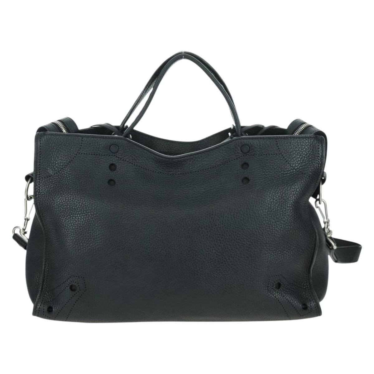 BALENCIAGA Blackout City Hand Bag Leather 2way Black Silver 443514 am11187SAM