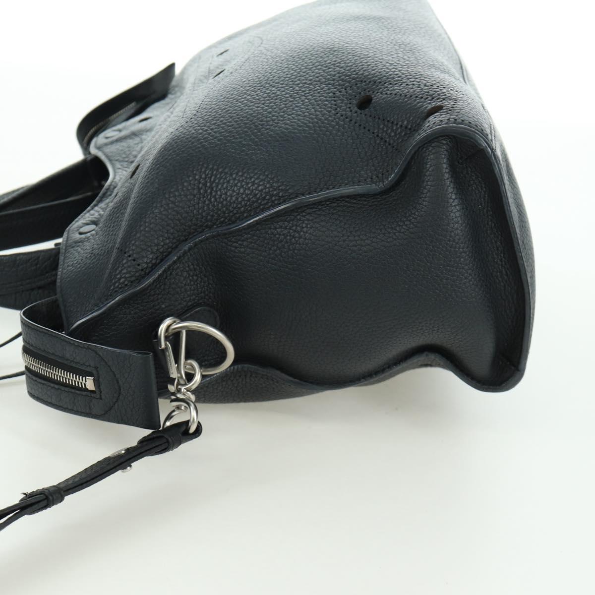 BALENCIAGA Blackout City Hand Bag Leather 2way Black Silver 443514 am11187SAM