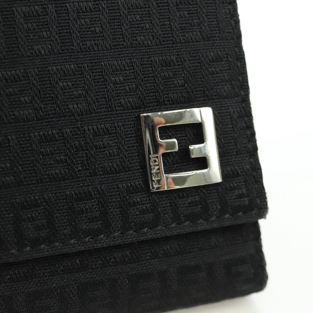 FENDI Zucchino Canvas Trifold Wallet Black Auth am11191V