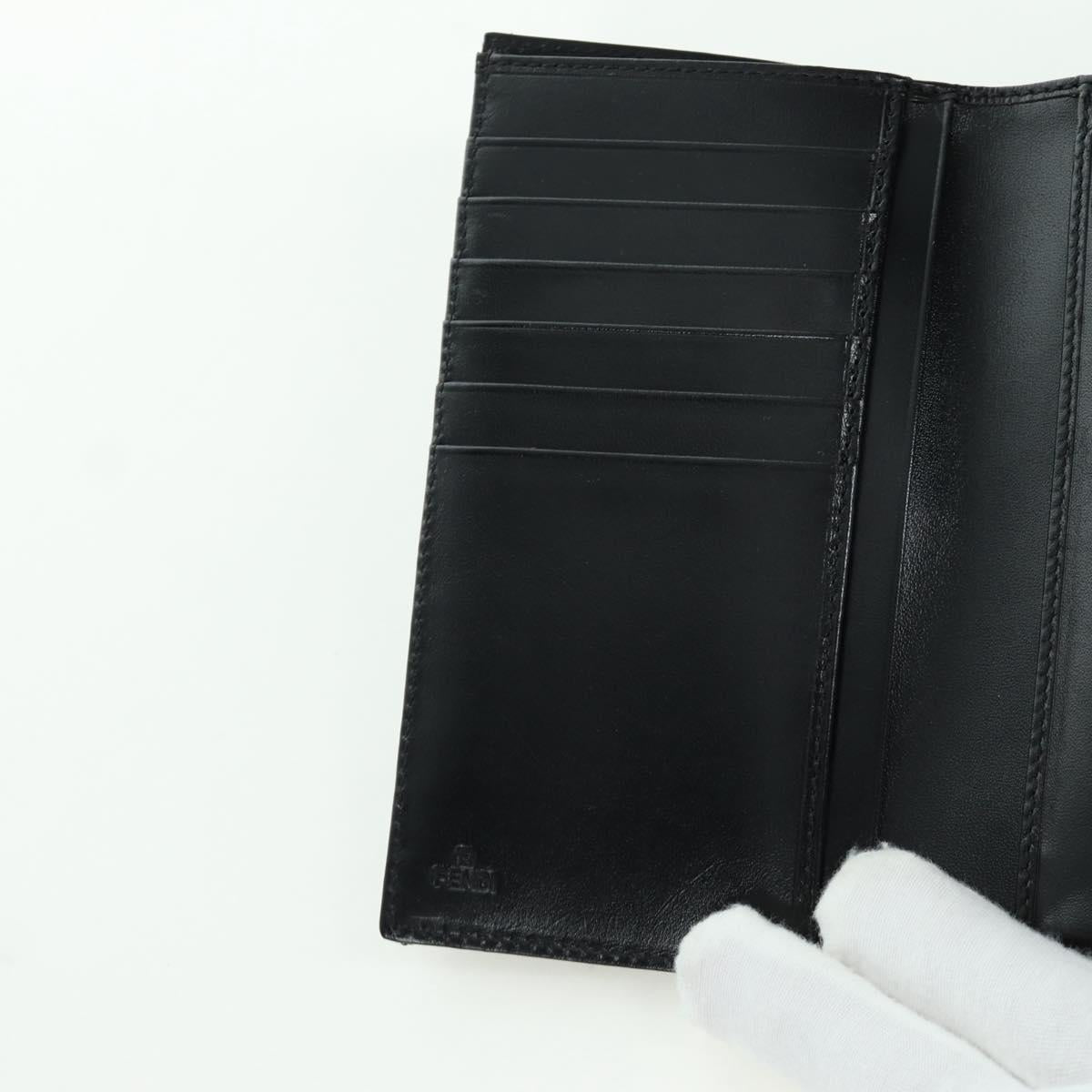 FENDI Zucchino Canvas Trifold Wallet Black Auth am11191V