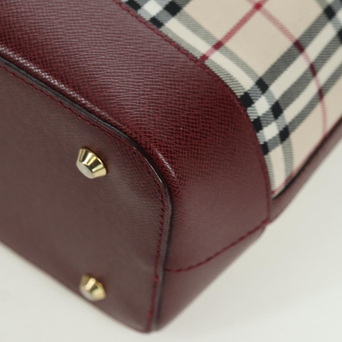 BURBERRY Nova Check Hand Bag Canvas Leather Beige Gold Auth am11213A