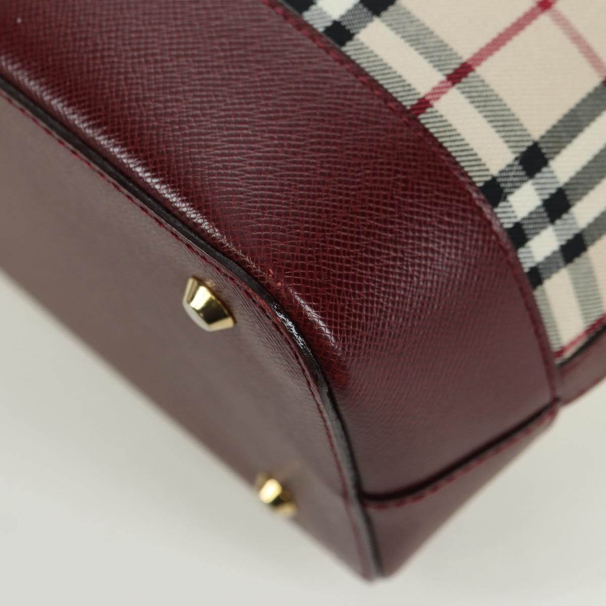 BURBERRY Nova Check Hand Bag Canvas Leather Beige Gold Auth am11213A