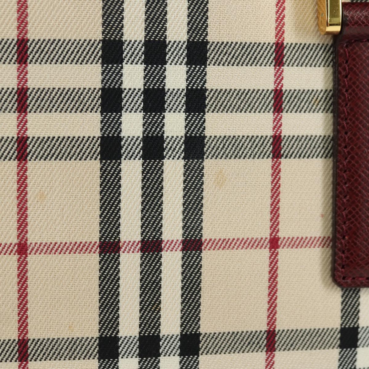 BURBERRY Nova Check Hand Bag Canvas Leather Beige Gold Auth am11213A