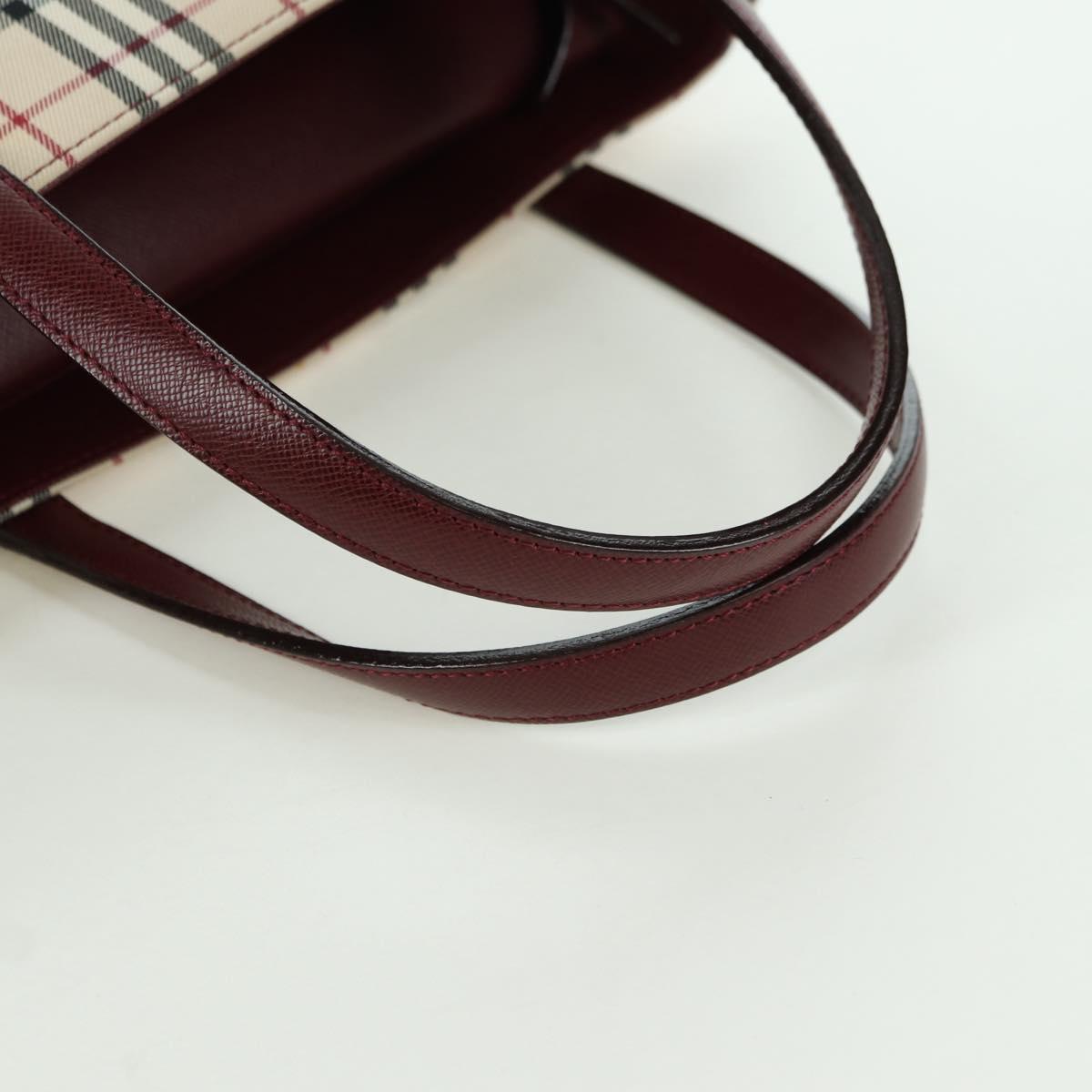 BURBERRY Nova Check Hand Bag Canvas Leather Beige Gold Auth am11213A