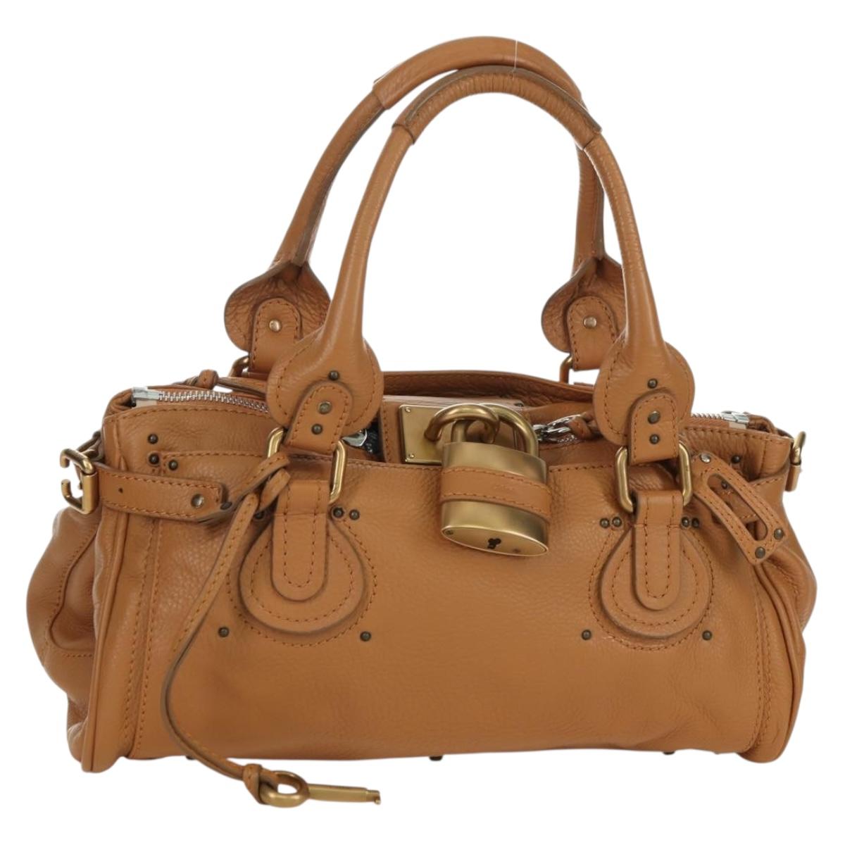 Chloe Paddington Hand Bag Leather Brown Gold Silver Auth am11221SAM