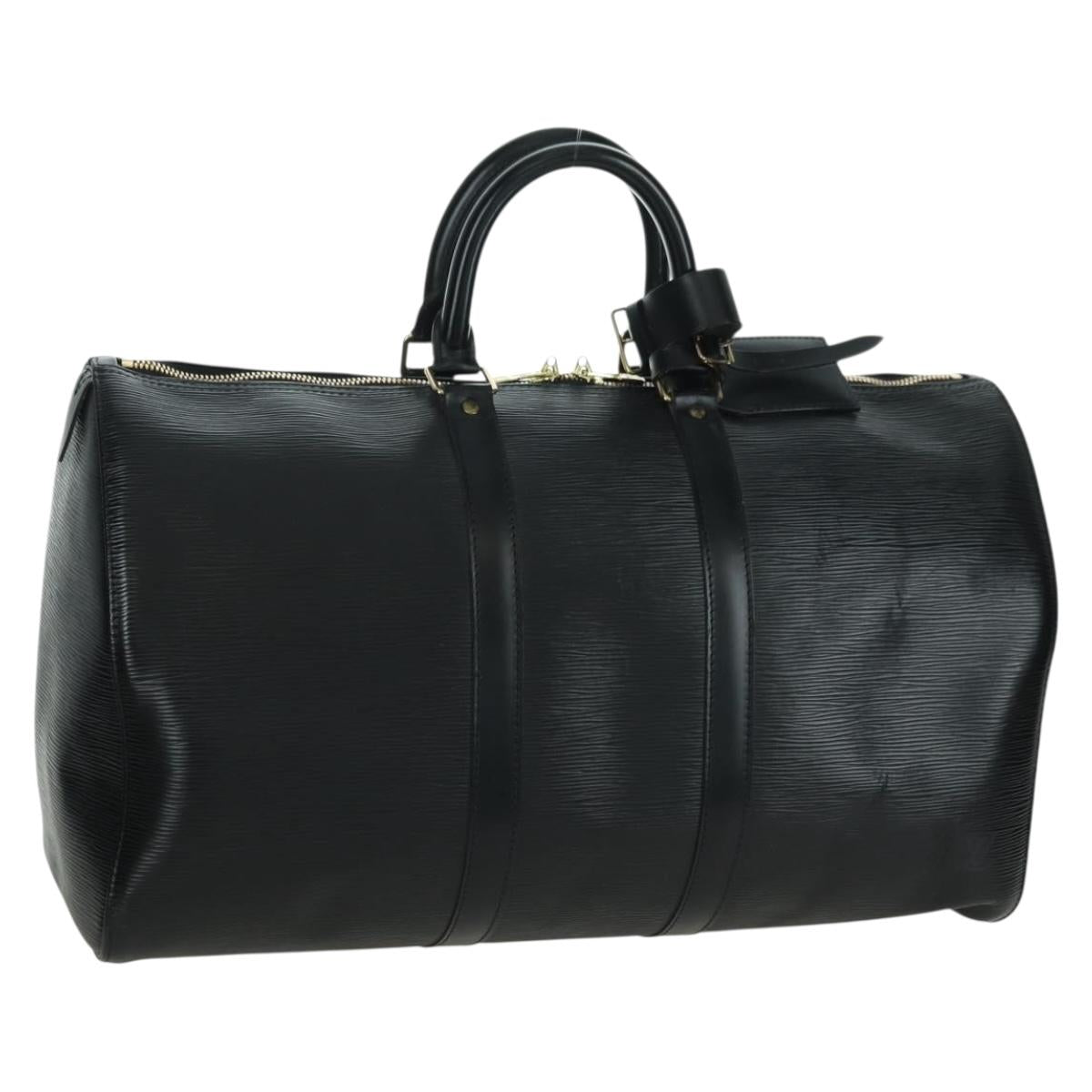 LOUIS VUITTON Epi Keepall 45 Boston Bag Black M42972 LV Auth am11227V