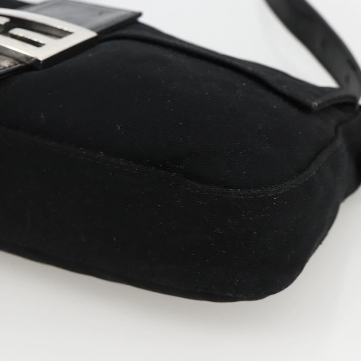 FENDI Mamma Baguette Shoulder Bag Jersey Black Silver Auth am11228A