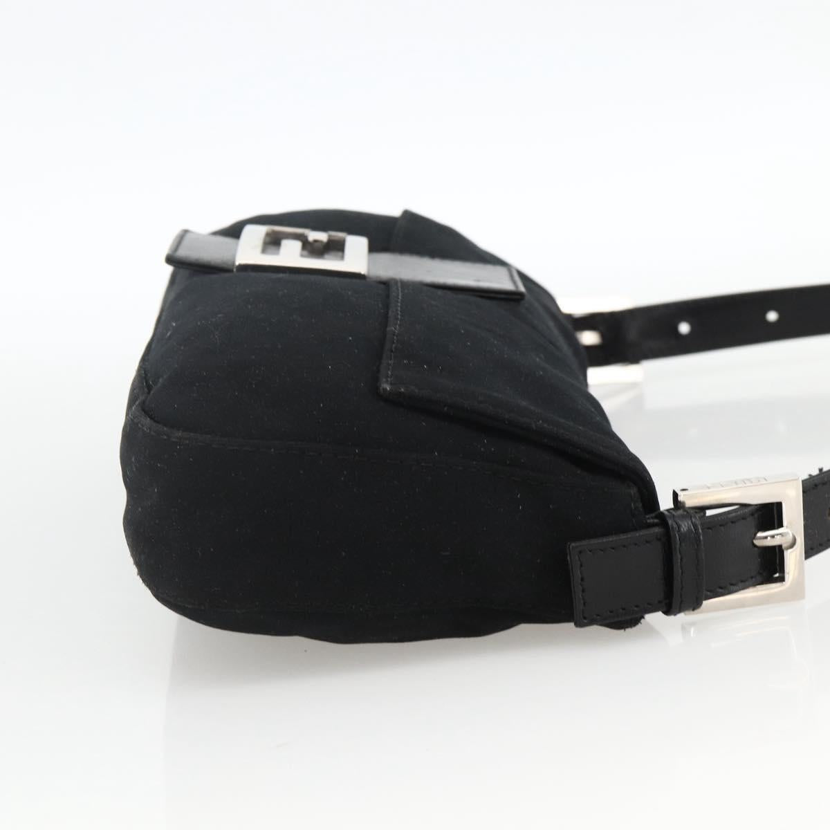 FENDI Mamma Baguette Shoulder Bag Jersey Black Silver Auth am11228A