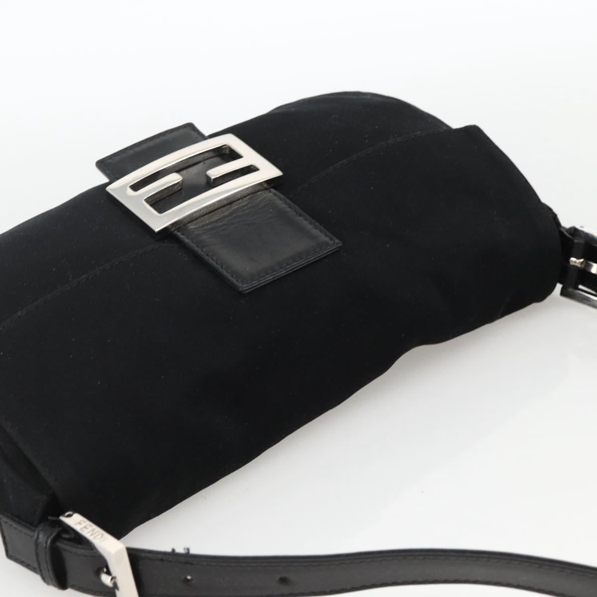 FENDI Mamma Baguette Shoulder Bag Jersey Black Silver Auth am11228A