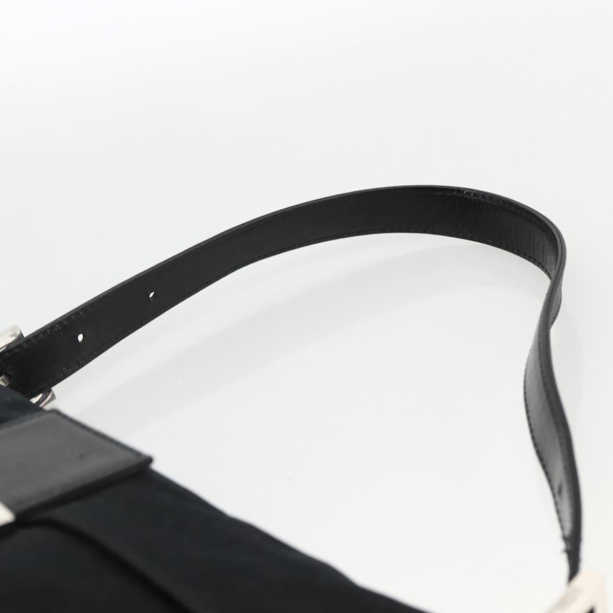 FENDI Mamma Baguette Shoulder Bag Jersey Black Silver Auth am11228A