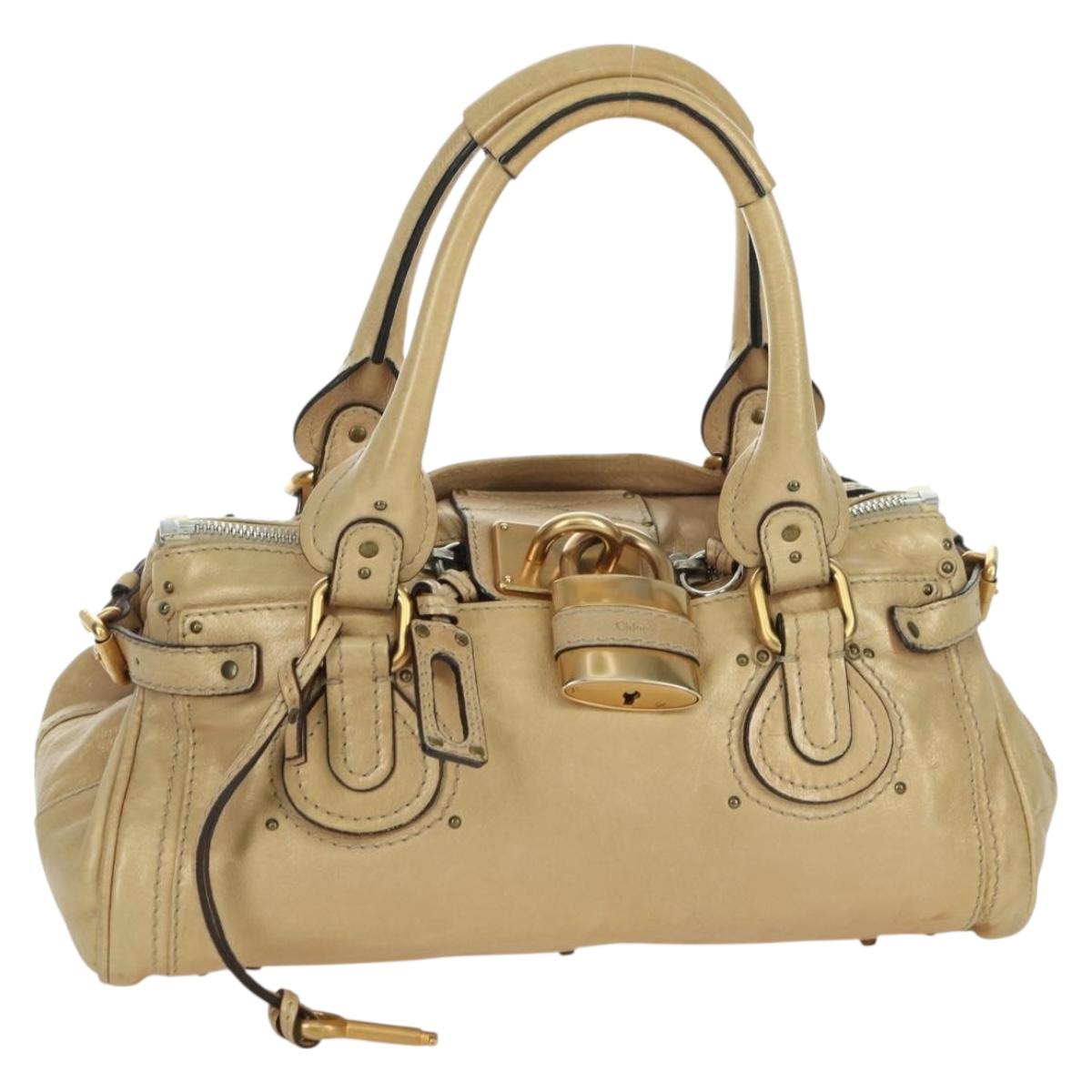 Chloe Paddington Hand Bag Leather Gold Silver Auth am11229V