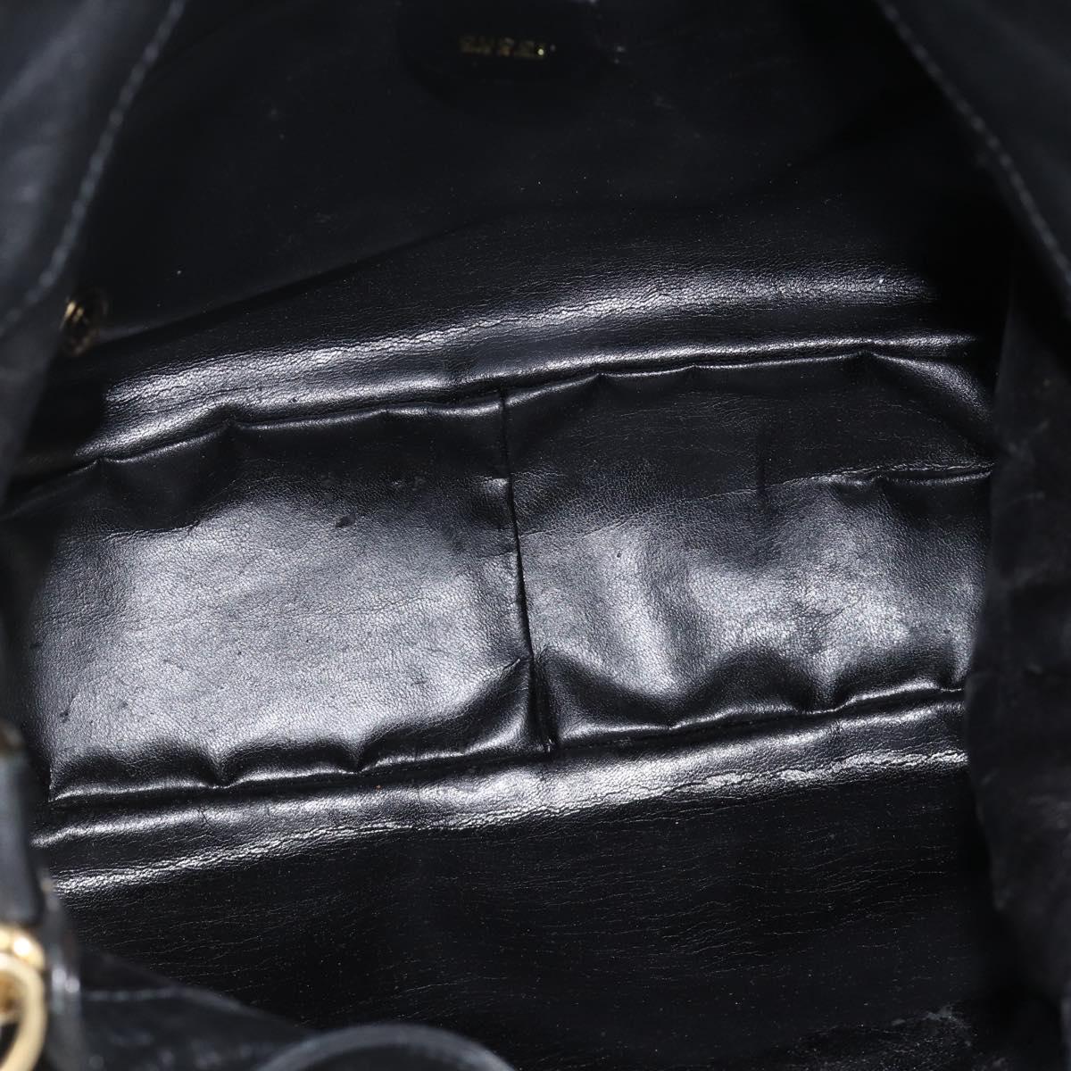 GUCCI Bamboo Shoulder Bag Leather 2way Black Gold 001 2123 1577 Auth am11264