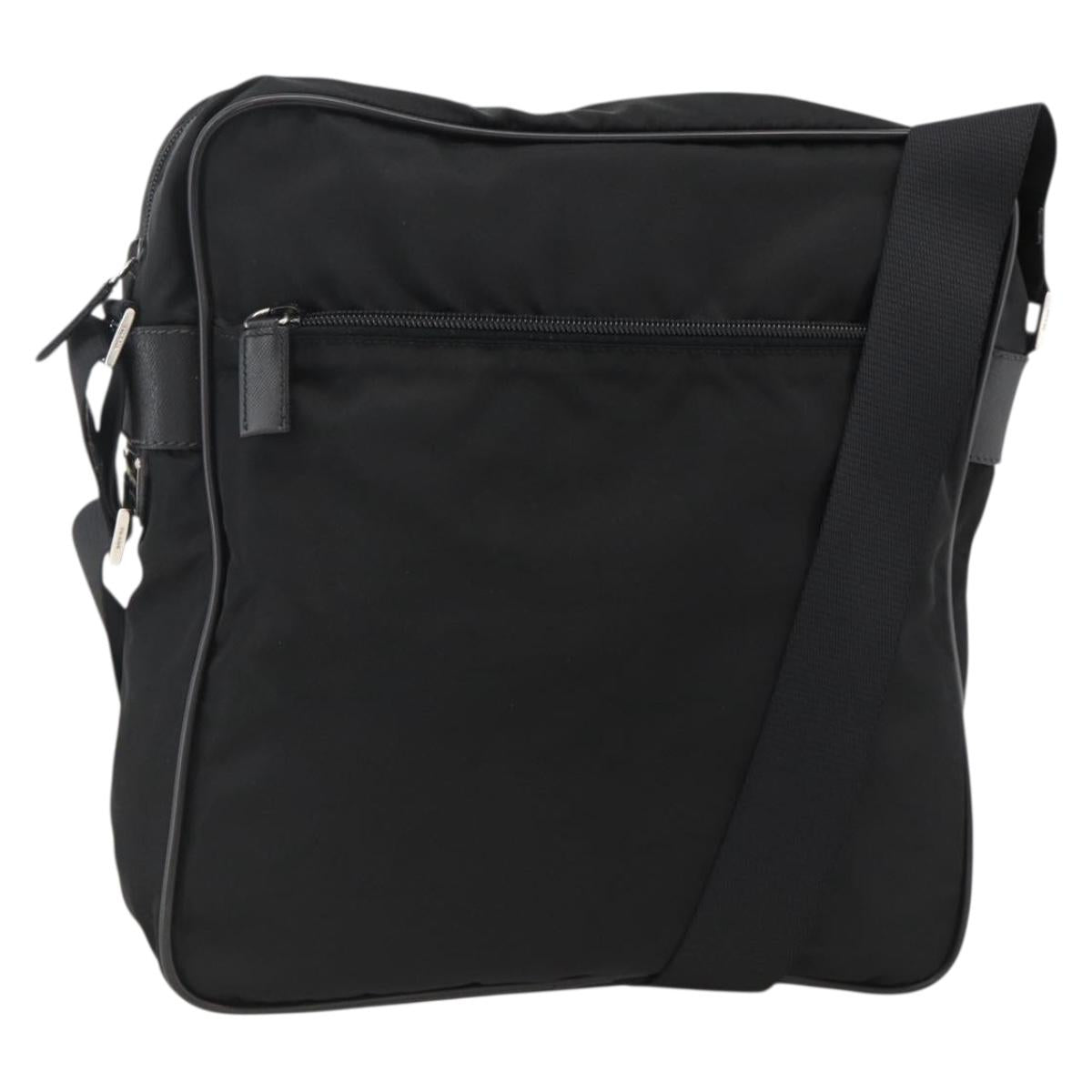 PRADA Shoulder Bag Nylon Black Silver Auth am11267