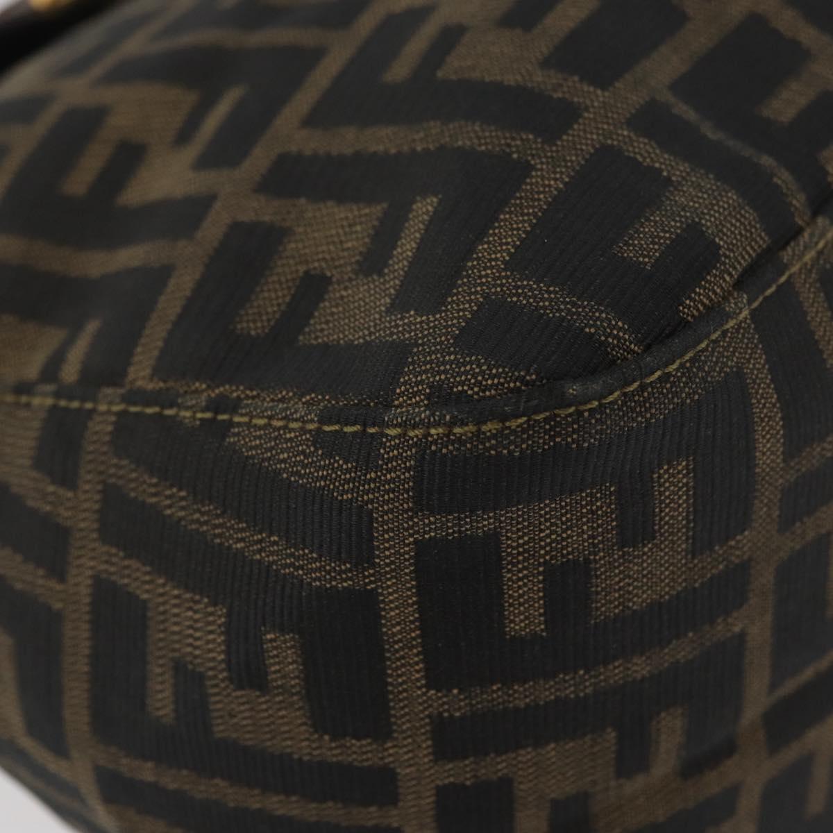 FENDI Zucca Canvas Mamma Baguette Shoulder Bag Brown Black Auth am11271A