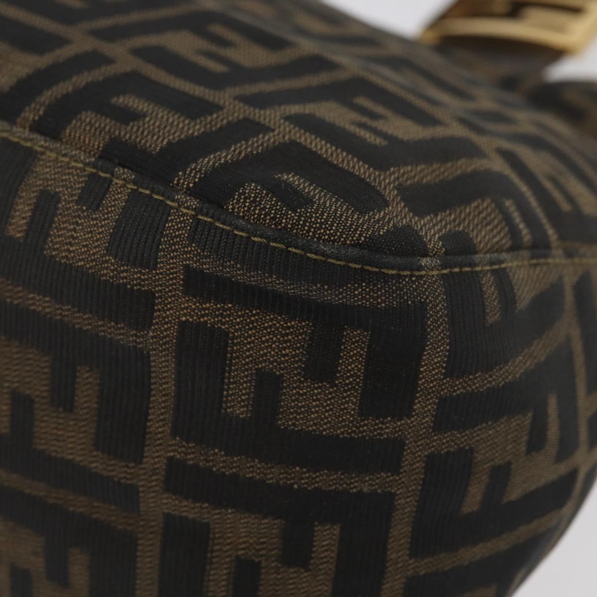 FENDI Zucca Canvas Mamma Baguette Shoulder Bag Brown Black Auth am11271A
