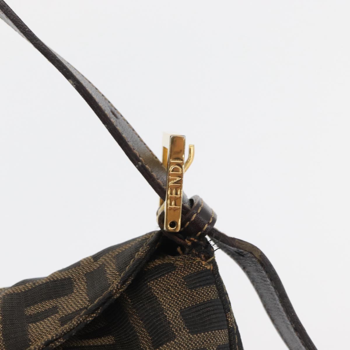 FENDI Zucca Canvas Mamma Baguette Shoulder Bag Brown Black Auth am11271A