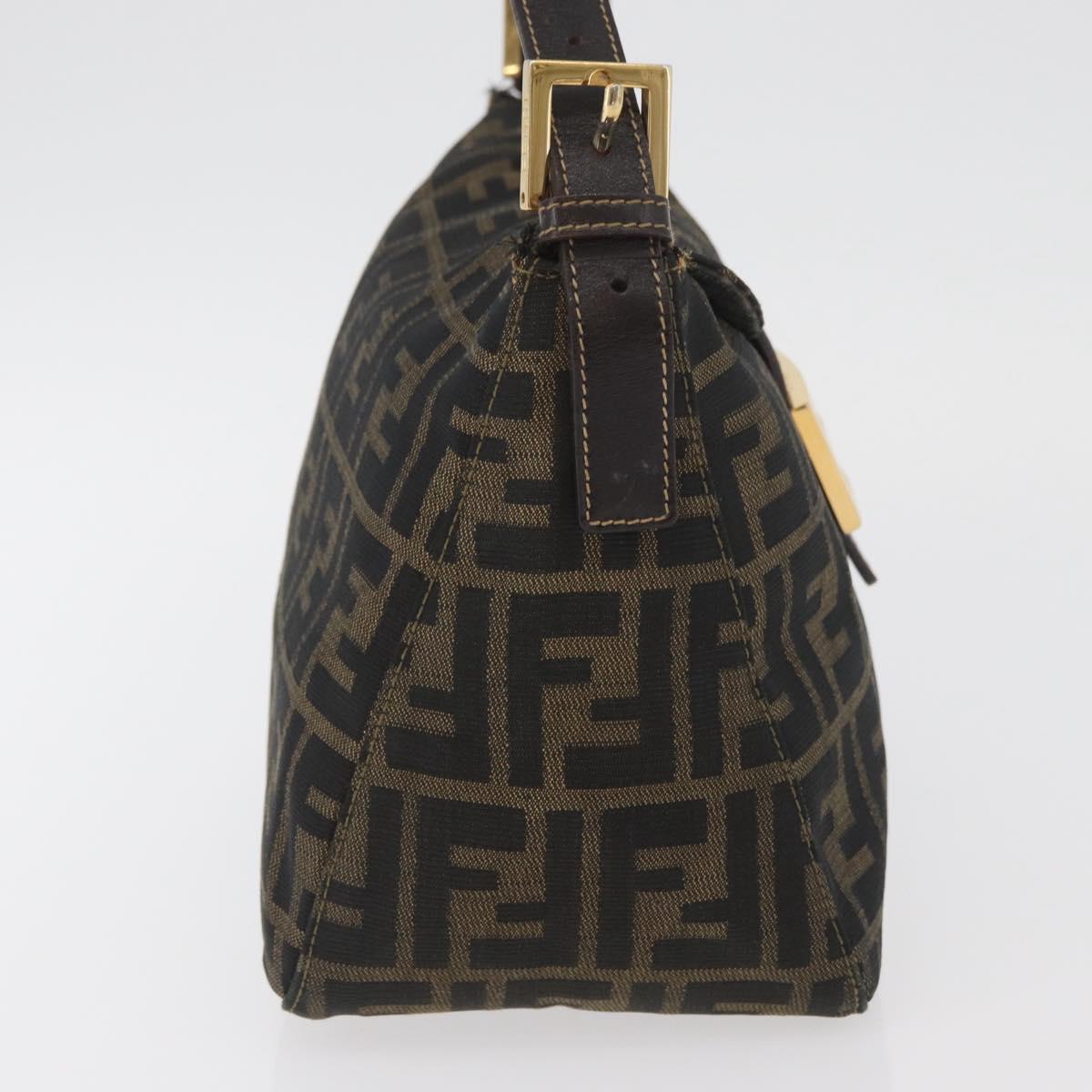 FENDI Zucca Canvas Mamma Baguette Shoulder Bag Brown Black Auth am11271A