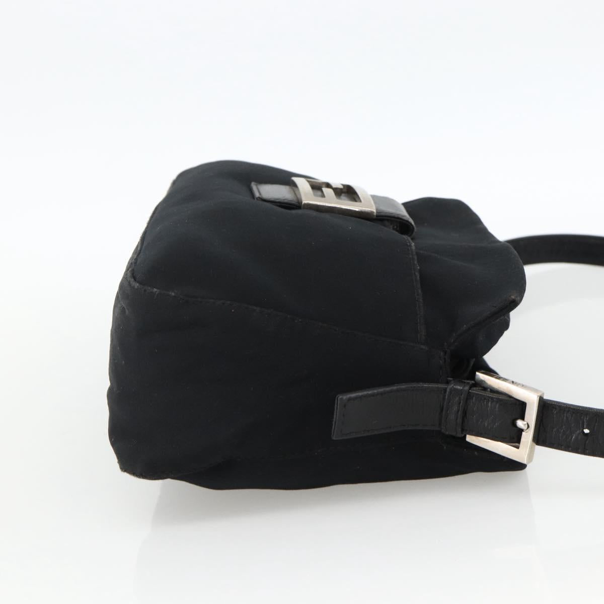 FENDI Mamma Baguette Shoulder Bag Jersey Black Silver Auth am11275A