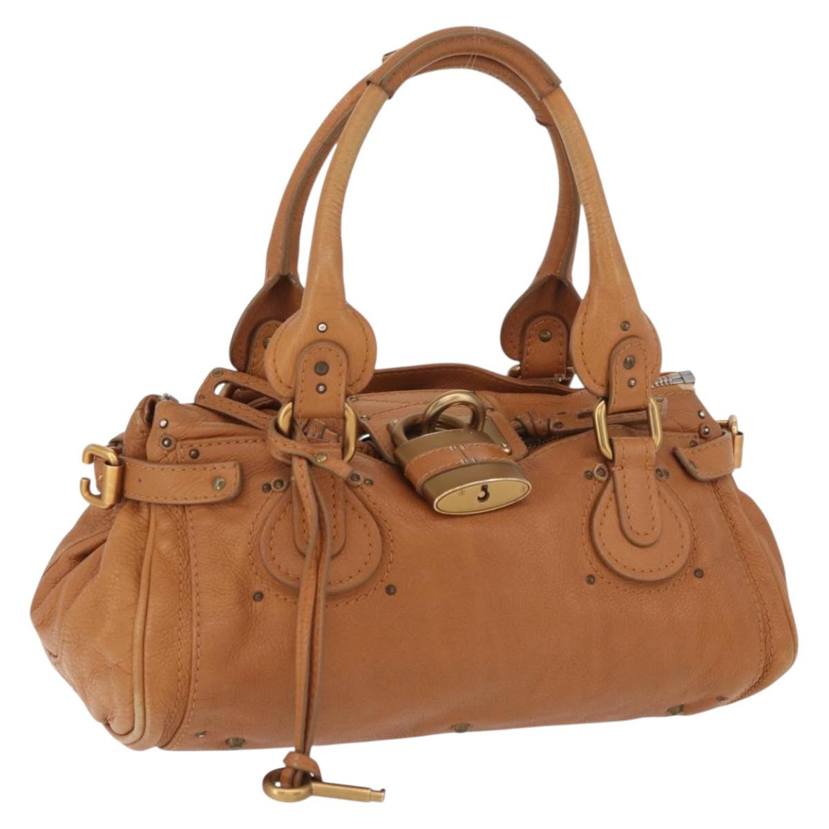 Chloe Paddington Hand Bag Leather Brown Silver gold Auth am11277A