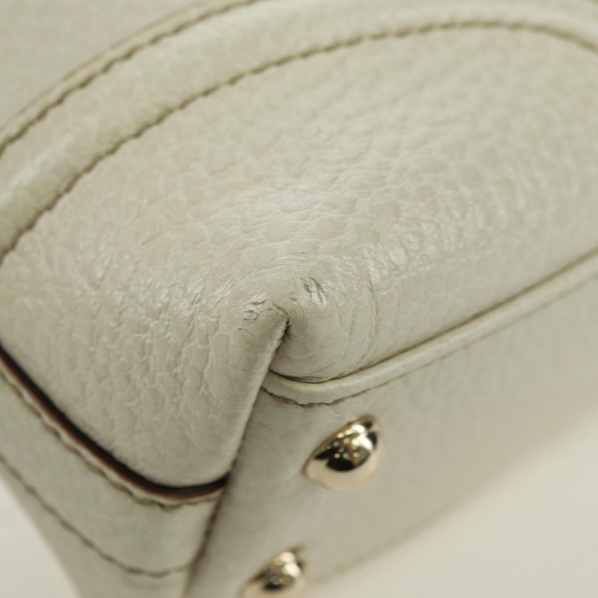 GUCCI Hand Bag Leather White Gold 145999 Auth am11306A