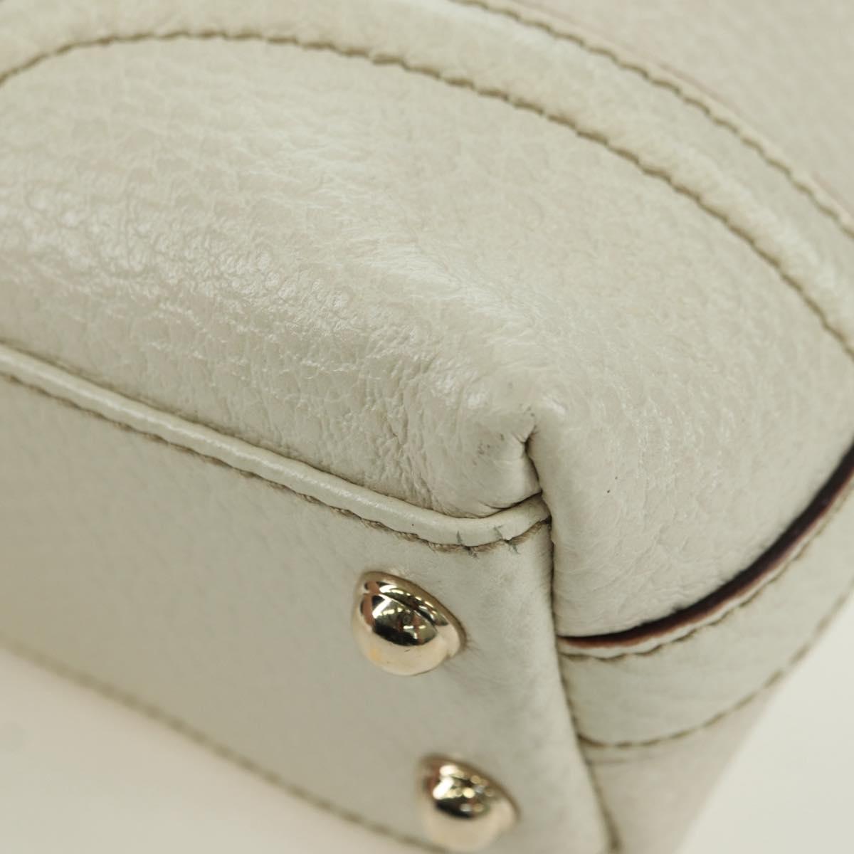 GUCCI Hand Bag Leather White Gold 145999 Auth am11306A