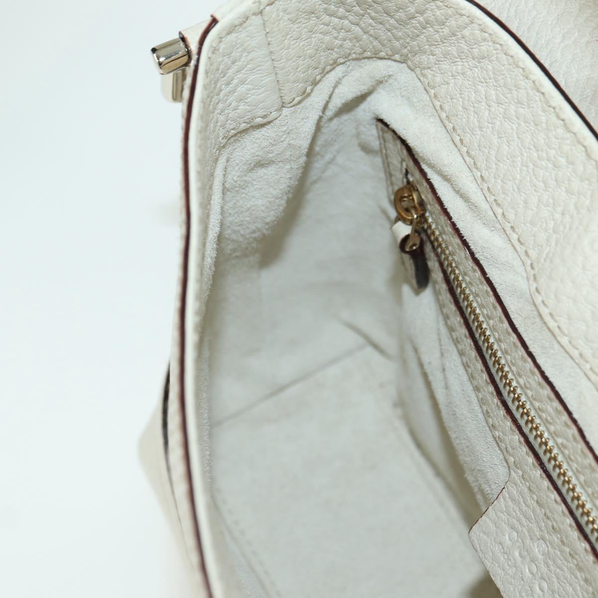 GUCCI Hand Bag Leather White Gold 145999 Auth am11306A
