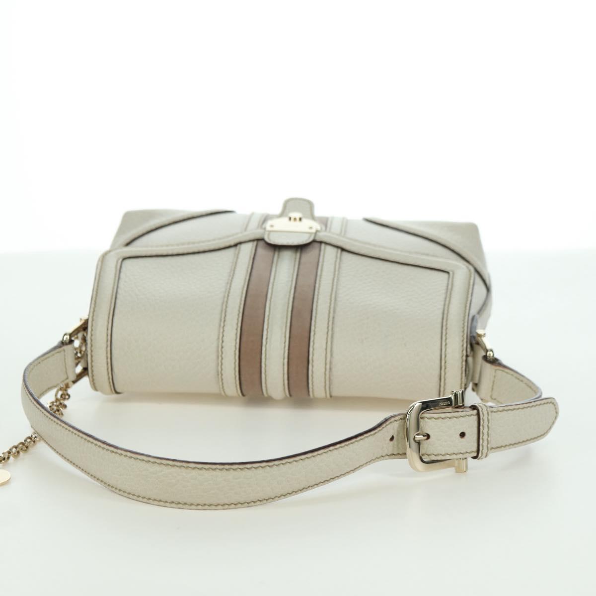 GUCCI Hand Bag Leather White Gold 145999 Auth am11306A