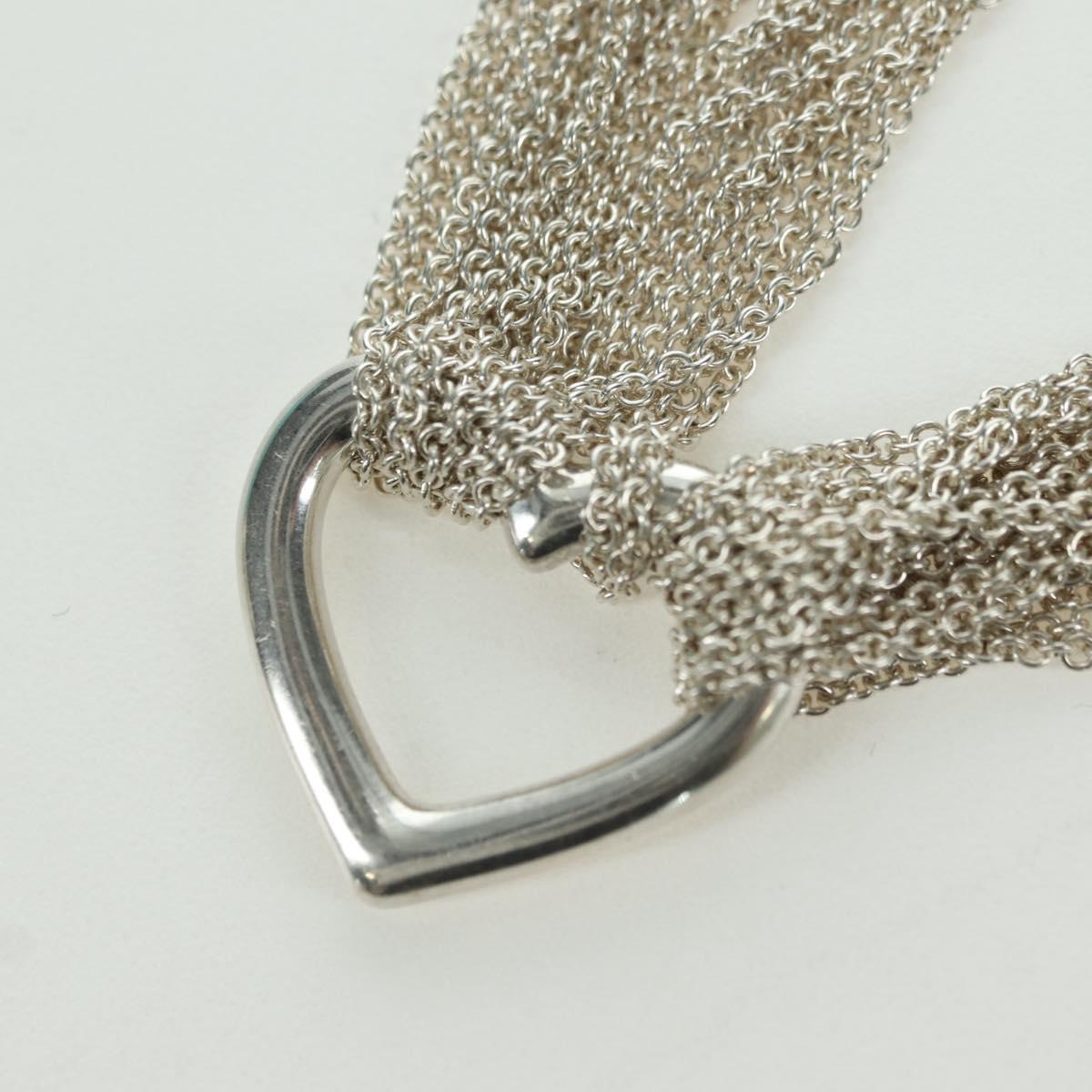 TIFFANY&Co. 10-Row Open Heart Toggle Chain Bracelet Ag925 Silver Auth am11311M