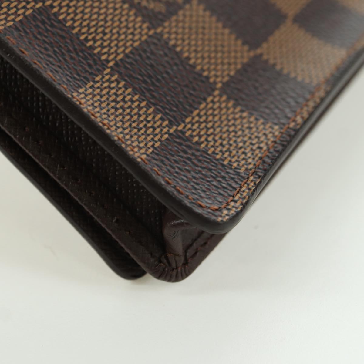 LOUIS VUITTON Damier Ebene Porte Cartes Credit Long Wallet N60825 Auth am11341V
