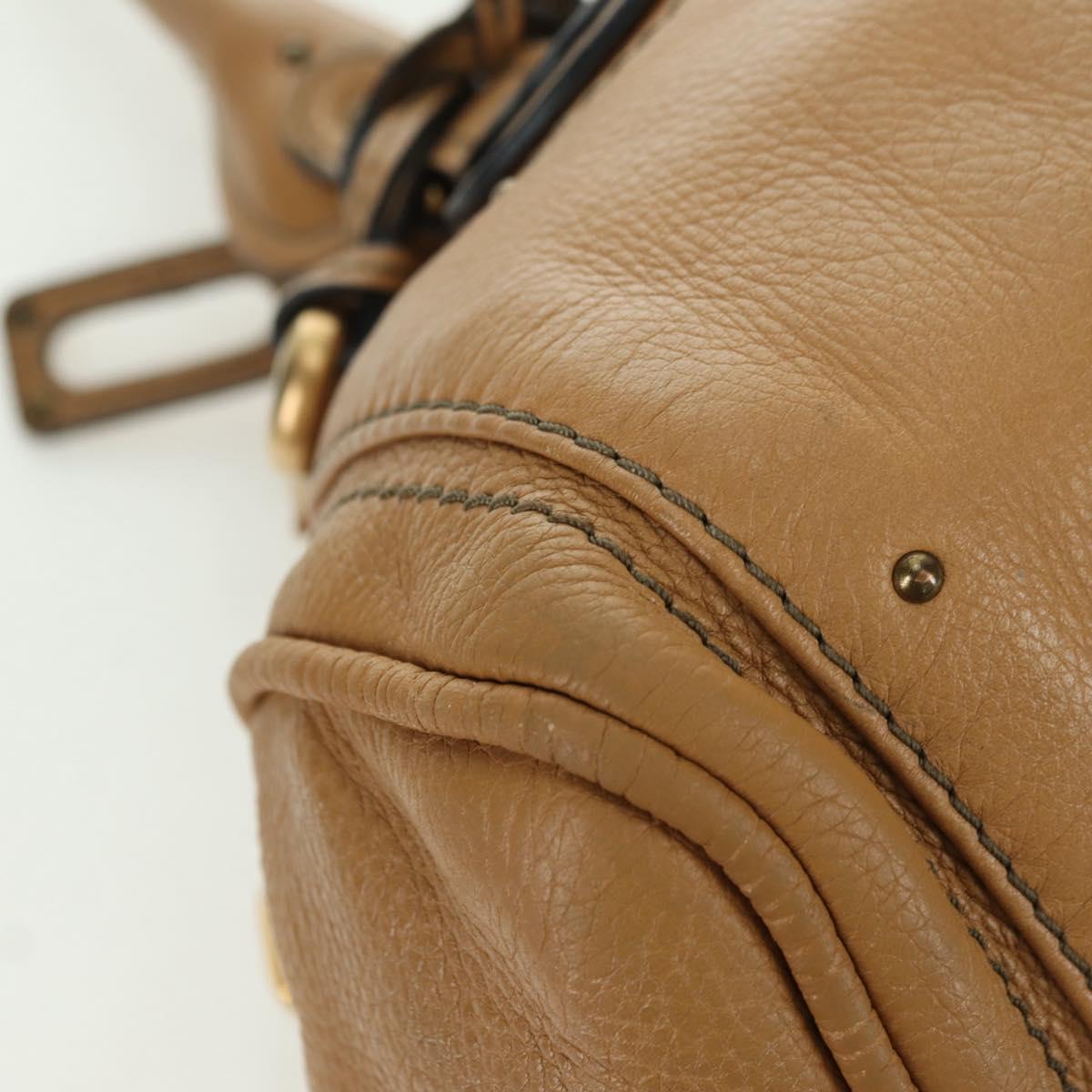 Chloe Paddington Hand Bag Leather Beige Gold Silver Auth am11349V