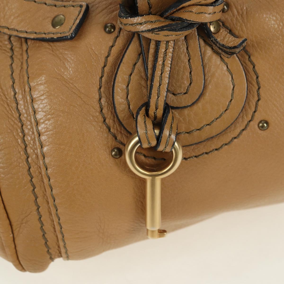 Chloe Paddington Hand Bag Leather Beige Gold Silver Auth am11349V