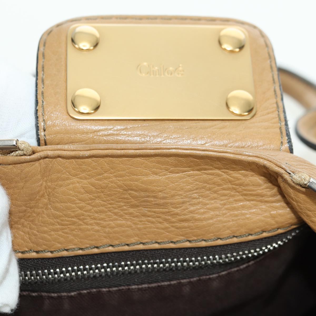 Chloe Paddington Hand Bag Leather Beige Gold Silver Auth am11349V