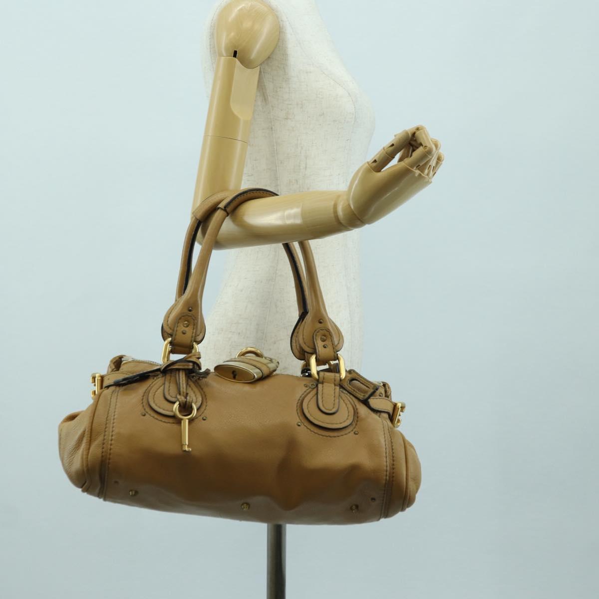 Chloe Paddington Hand Bag Leather Beige Gold Silver Auth am11349V