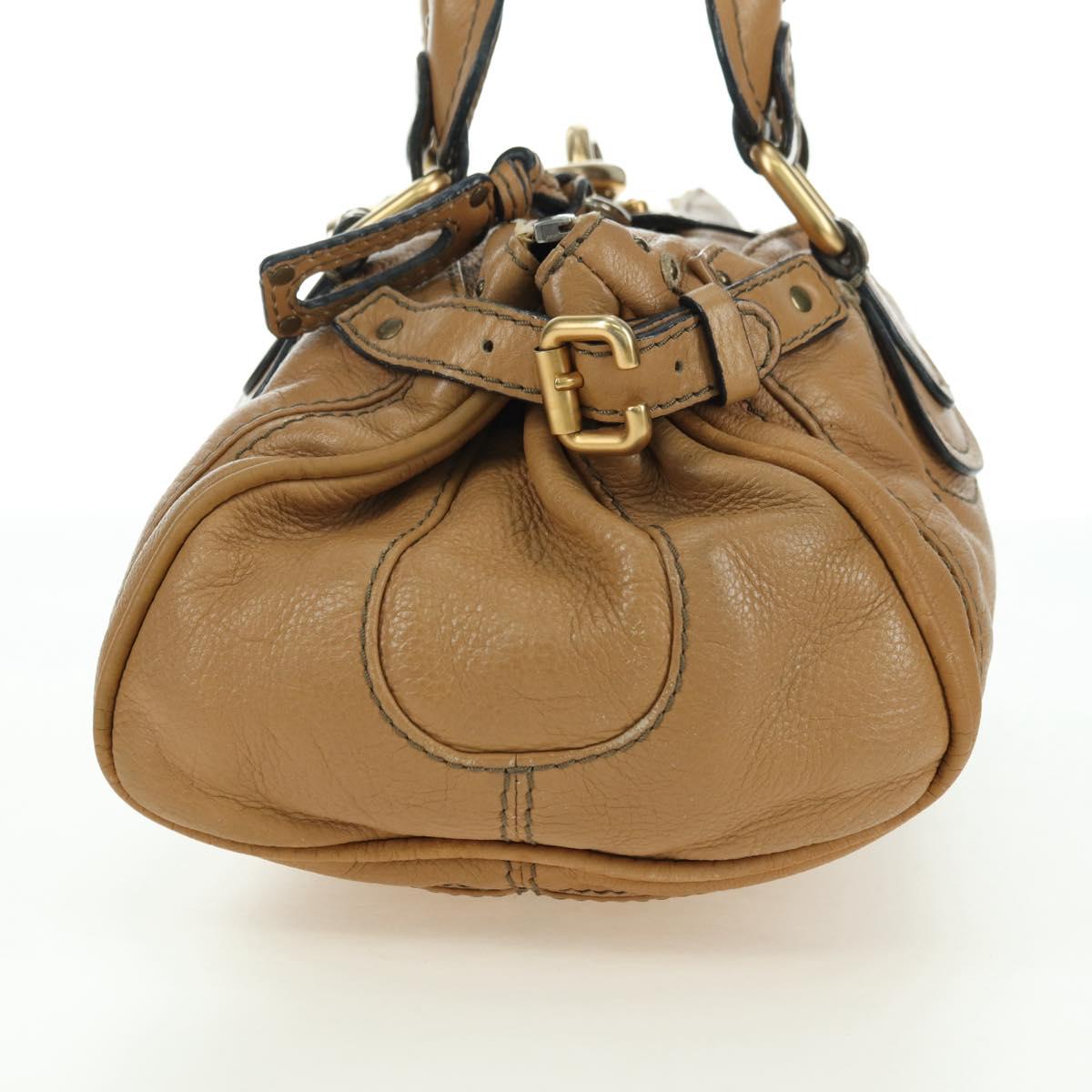 Chloe Paddington Hand Bag Leather Beige Gold Silver Auth am11349V