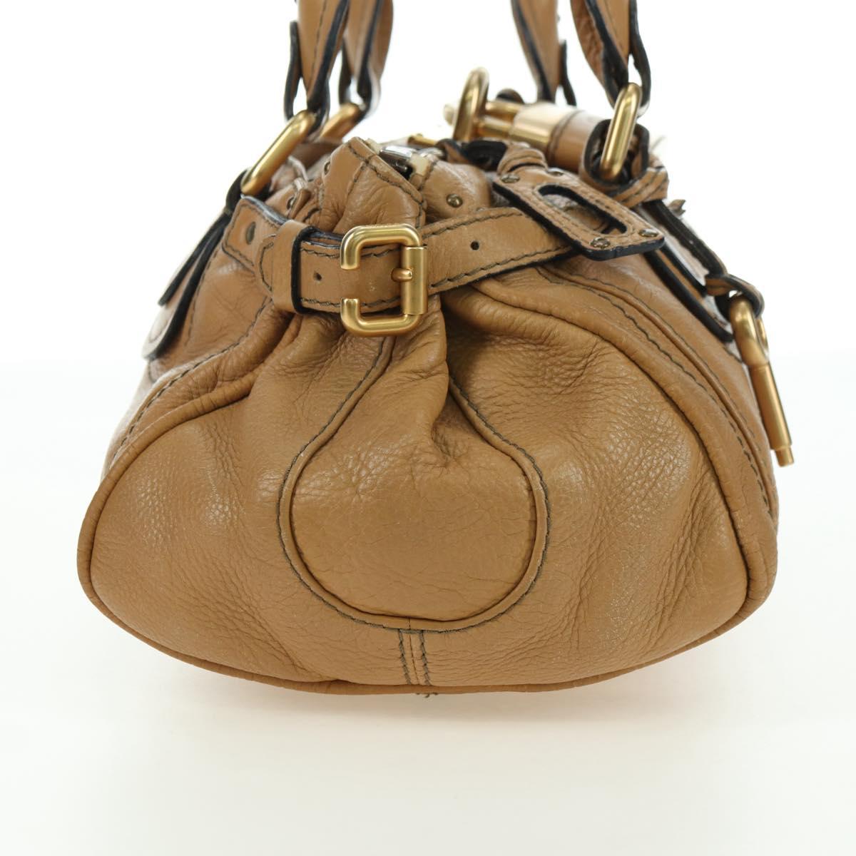 Chloe Paddington Hand Bag Leather Beige Gold Silver Auth am11349V