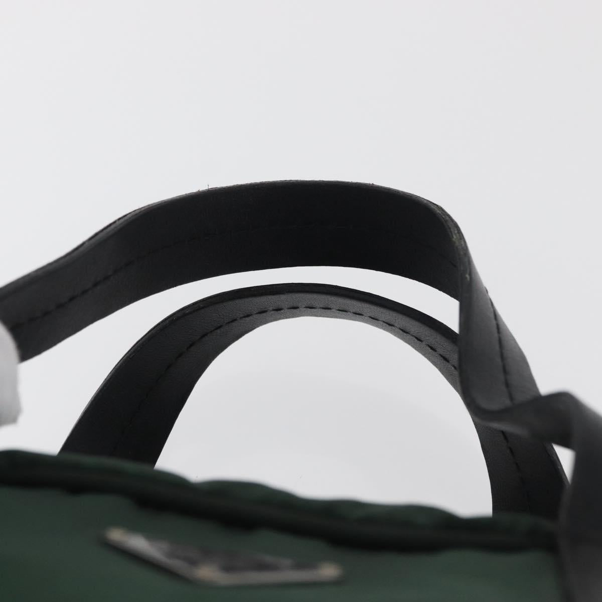 PRADA Hand Bag Nylon Khaki Silver Auth am11358A