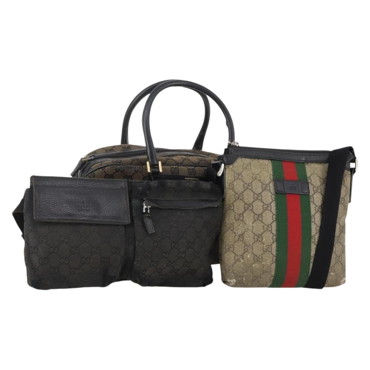 GUCCI GG Canvas GG Supreme Shoulder Bag 3 Set Beige Brown Auth am11364