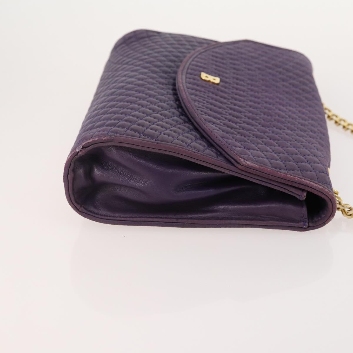 BALLY Chain Shoulder Bag Leather 2 Set Purple White Auth am11367