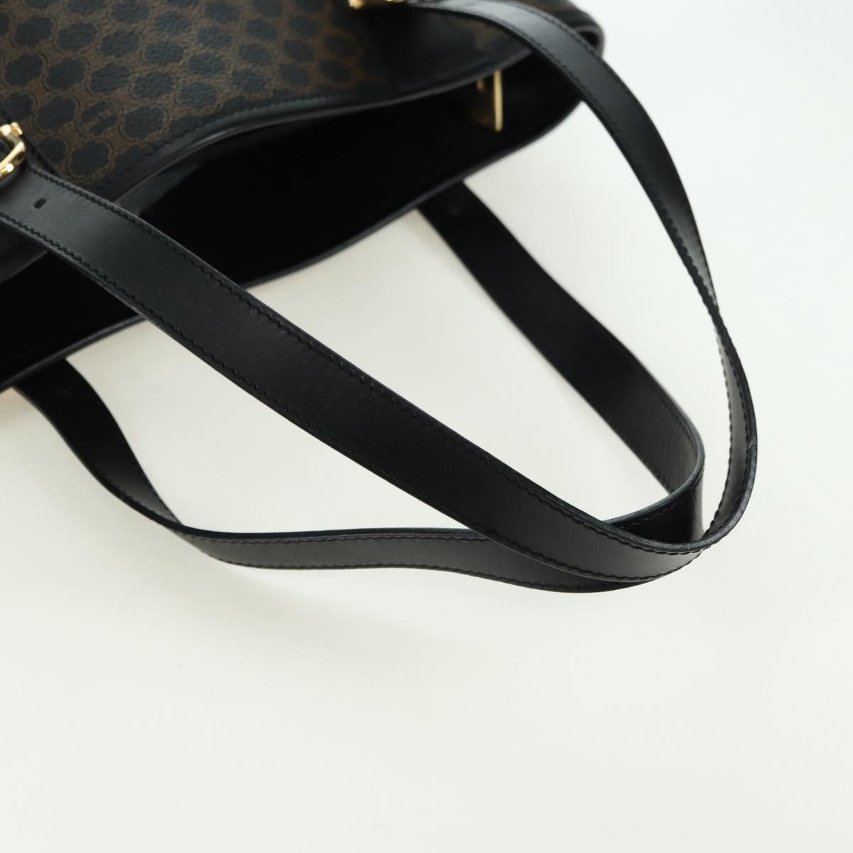 CELINE Macadam Canvas Tote Bag PVC Leather Black Gold Auth am11378V